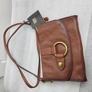 Frye Ring Crossbody Wallet Bag Cognac Brown Leather NWT - MSRP $198